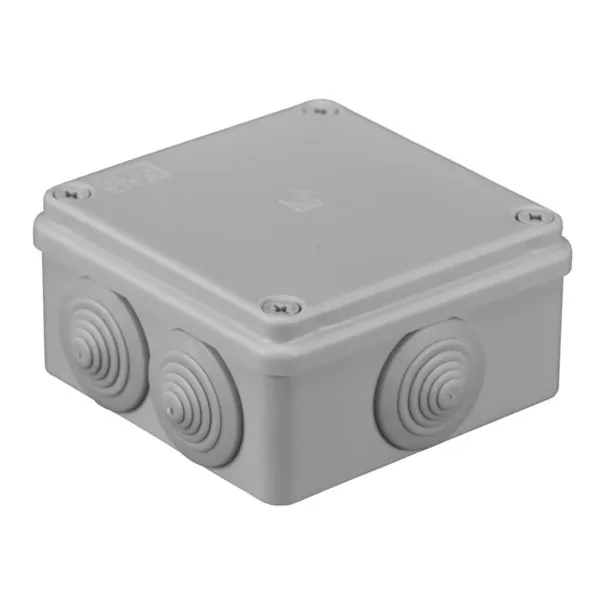 Abzweigdose Aufputz 105x105x57 Grau PS/ABS Hermetisch IP65 6 Kabelverschraubungen Pawbol S-BOX 106