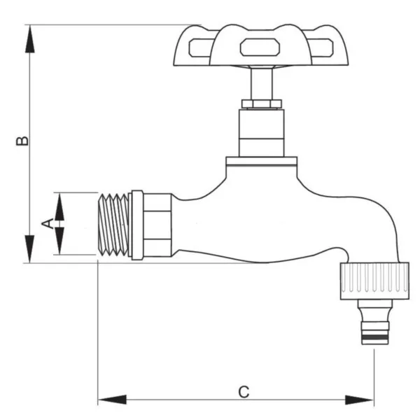 Auslaufventil Gusseisen 1/2” x 3/4” mit Verschraubung Hydroland Z-CZ.ŻEL.SZ15 – Bild 2