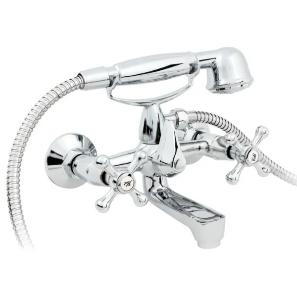 Badewannenarmatur Wandmontage Retro mit Duschkopf Hydroland B201