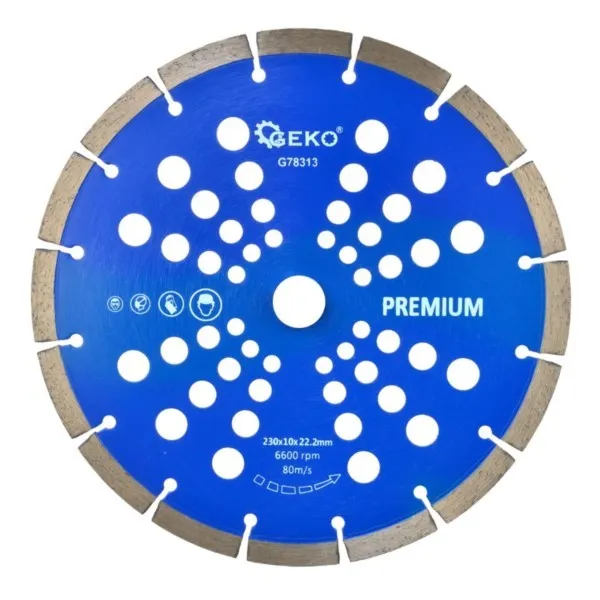 Diamanttrennscheibe 230×22,2mm Segmenthöhe 10mm premium Geko G78313