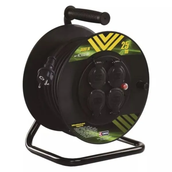 Kabeltrommel 25m 3×1,5mm² aus Gummi 4x230V IP44 Emos P084251