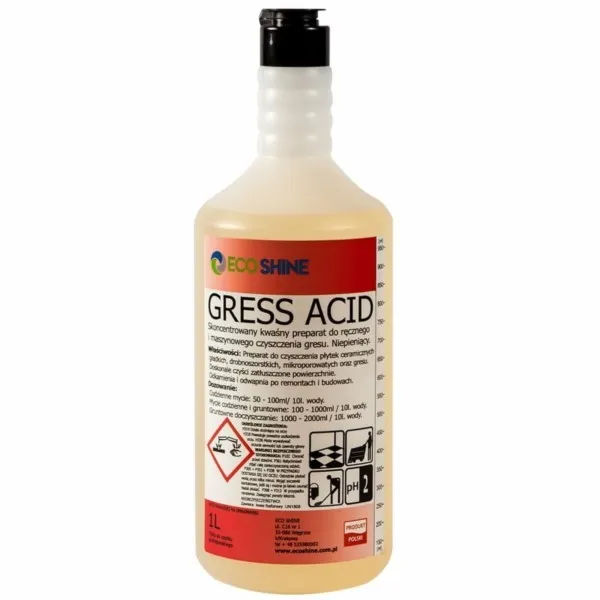 Konzentrat für die manuelle und maschinelle Reinigung von Steingut nach Renovierungen 1L Eco Shine Gress Acid