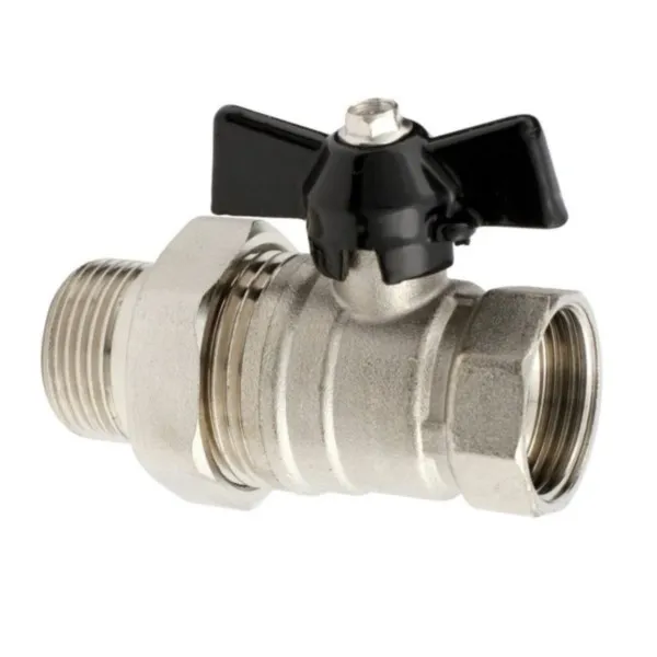 Kugelhahn 1” IgxAG Verschraubung Stopfbuchse Schwarz Flügelgriff Hydroland ZKWS-25