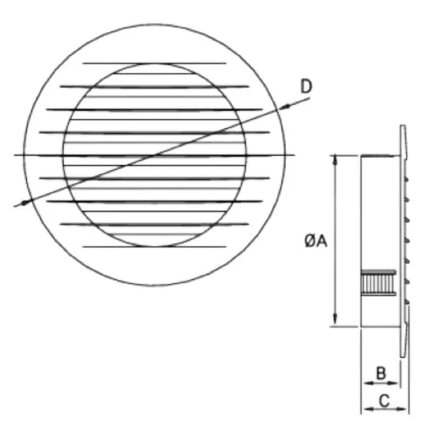 Lüftungsgitter ⌀150mm Kunststoff Graphit mit Netz KRO Dospel 007-0186 G – Bild 2