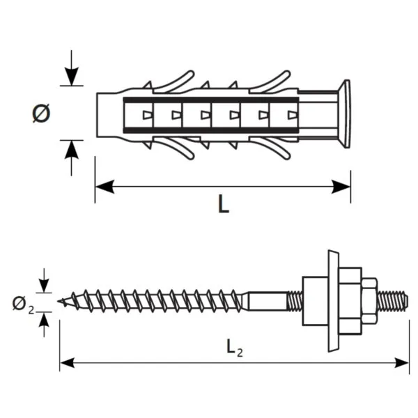 Montagesatz für Waschbecken Dübel 12x60mm Schrauben 8x100mm Starfix U100/F – Bild 2