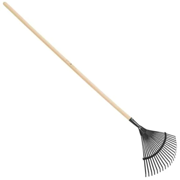 Rechen 46cm blech 22 Zinken Holzstiel 167cm Laubbesen Pawłowski G02
