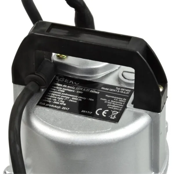 Schmutzwasserpumpe 6m³/h 370W Tauchpumpe Geko QDX 0,37 G81403 – Bild 3