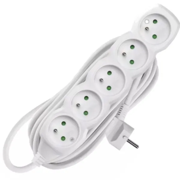 Steckdosenleiste 5m Weiß 3×1,0mm² PVC 5x230V IP20 Emos P0515