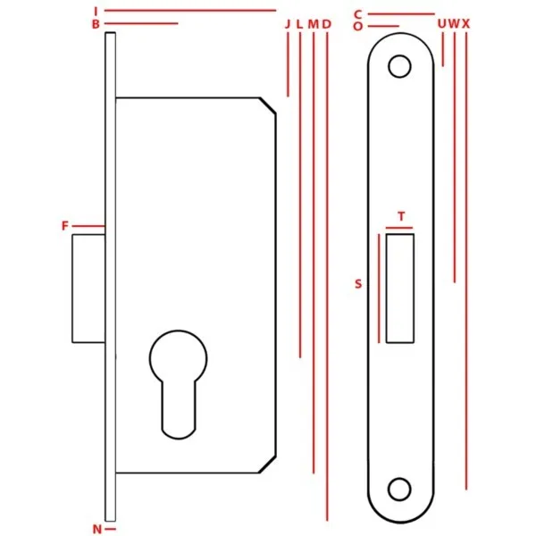 Torschloss einlassen 90/63mm rechts für Schließzylinder Jania Z112 – Bild 2