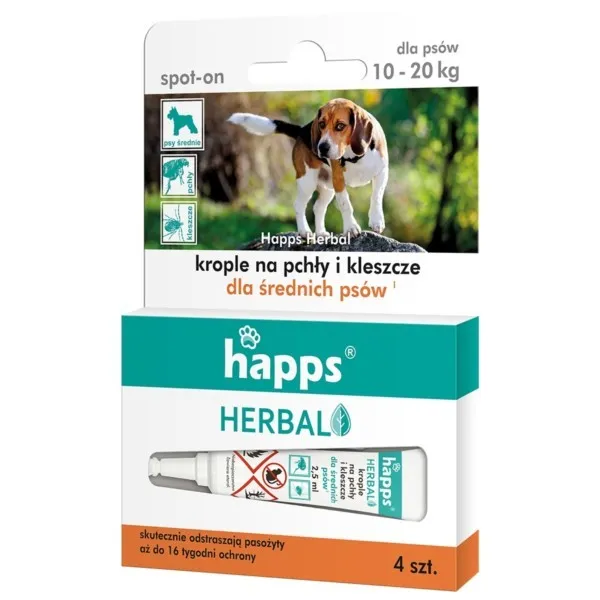Tropfen gegen Flöhe und Zecken für Hunde 10-20kg Herbal happs 1613