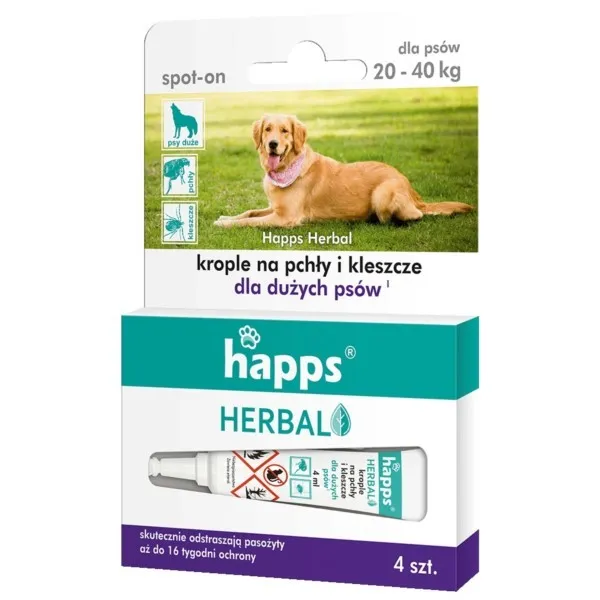Tropfen gegen Flöhe und Zecken für Hunde 20-40kg Herbal happs 1614