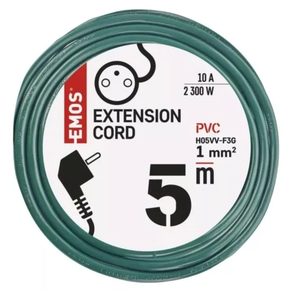 Verlängerungskabel 5m Grün 3×1,0mm² PVC 230V IP20 Emos P0115Z – Bild 2