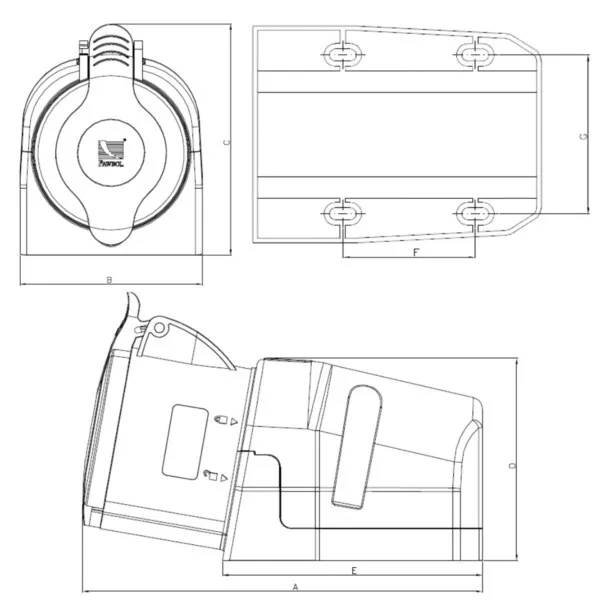Wandsteckdose 16A 4P 400V IP44 Pawbol B.1035 – Bild 2