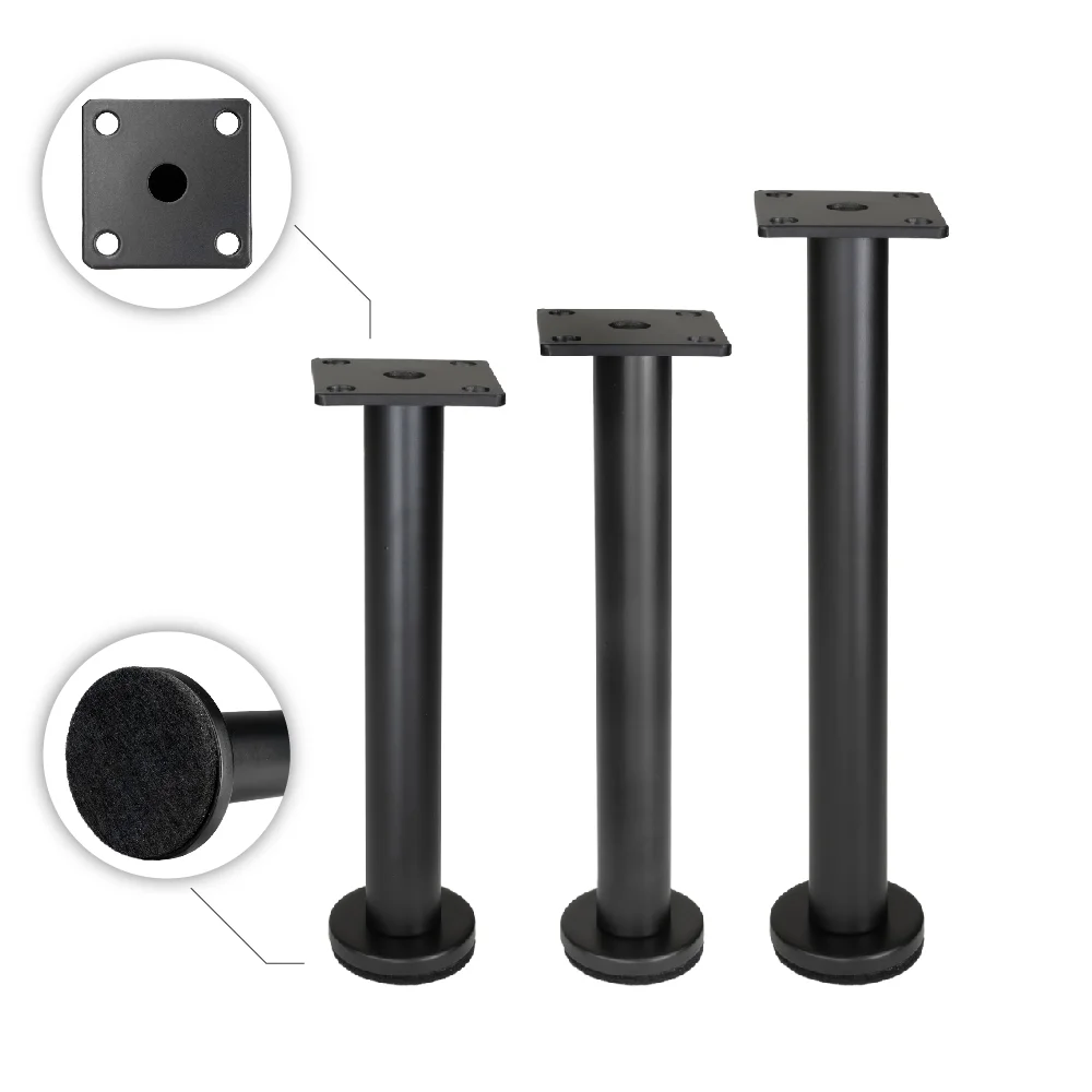 ✅ Möbelfüße aus Stahl Verstellbar Schwarz Matt Höhen: 16/18/21 cm – Bild 4