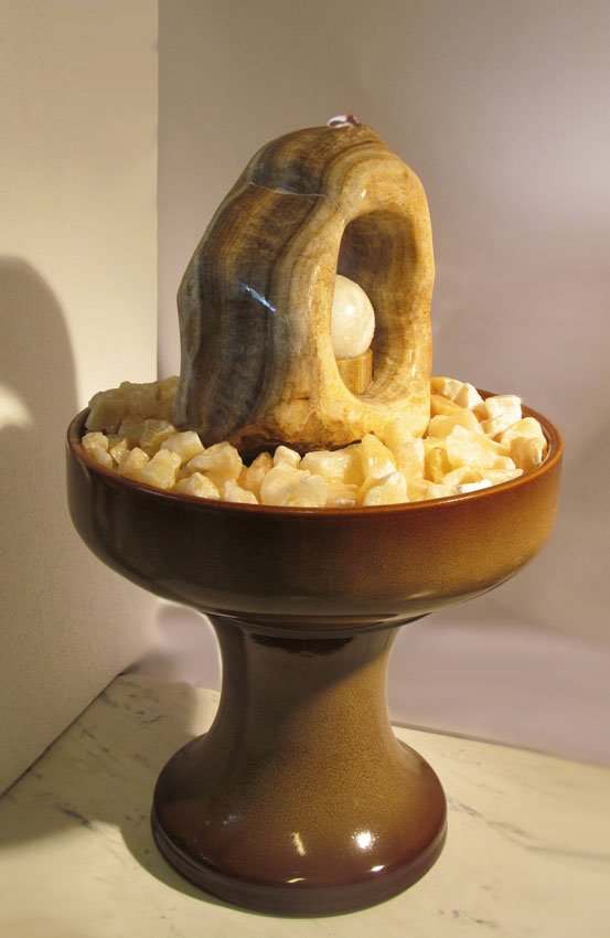 Marmor Lochkugelbrunnen Arkade 8cm mit Sockel – Bild 2