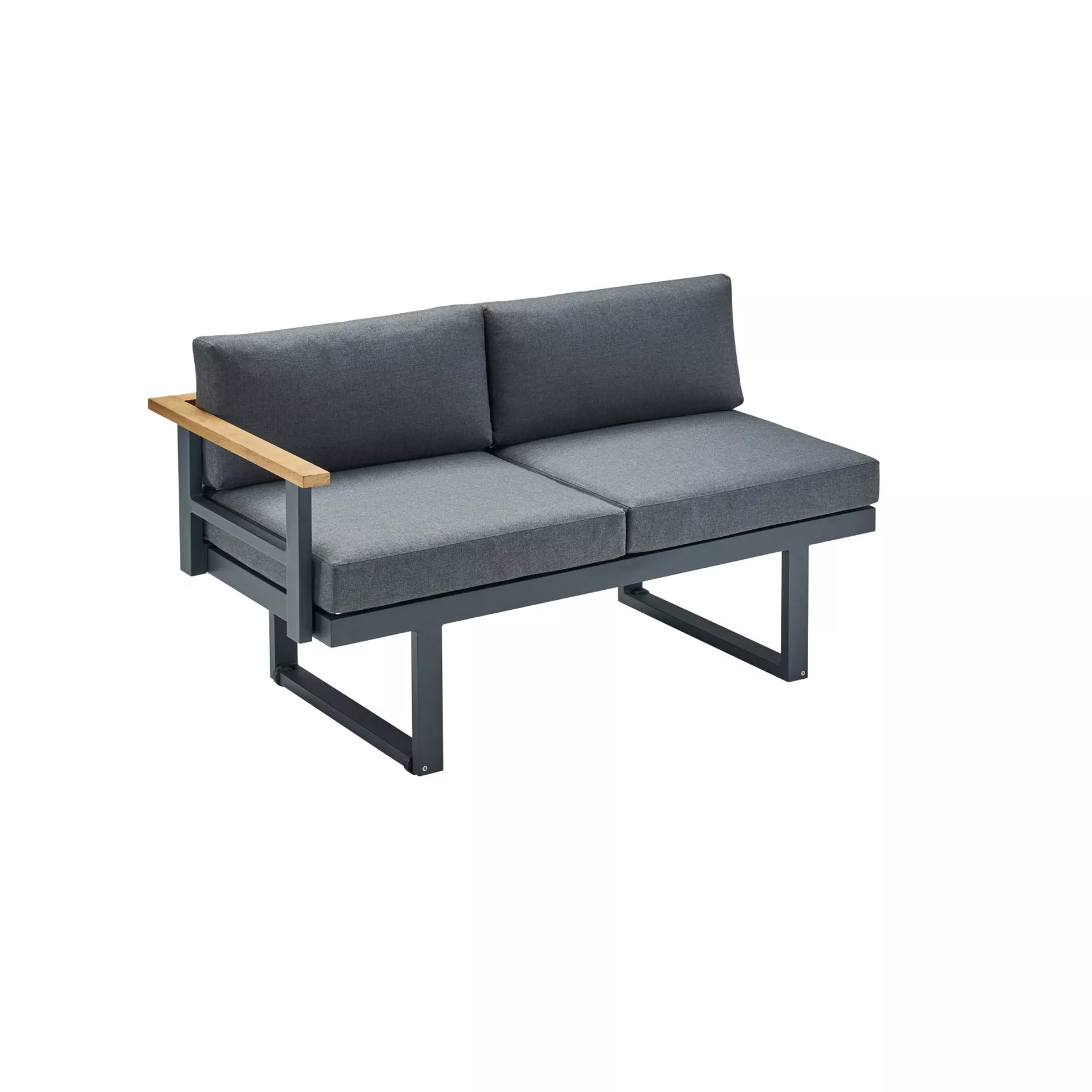 CASA DOMA Aragona DINING Lounge-Seitenteil 2-Sitzer, Alu/Teak