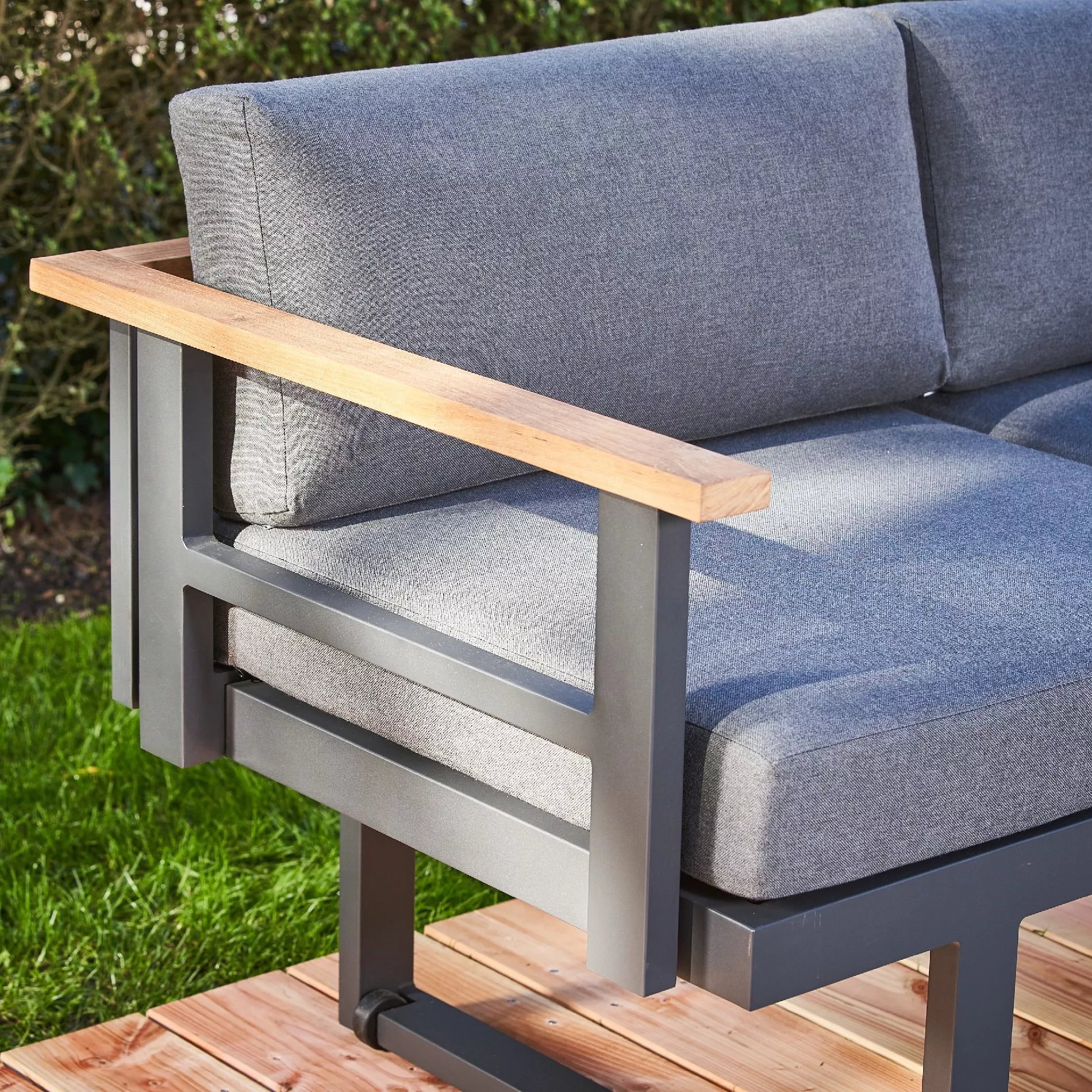 CASA DOMA Aragona Lounge-Seitenteil 3-Sitzer, Alu/Teak – Bild 8
