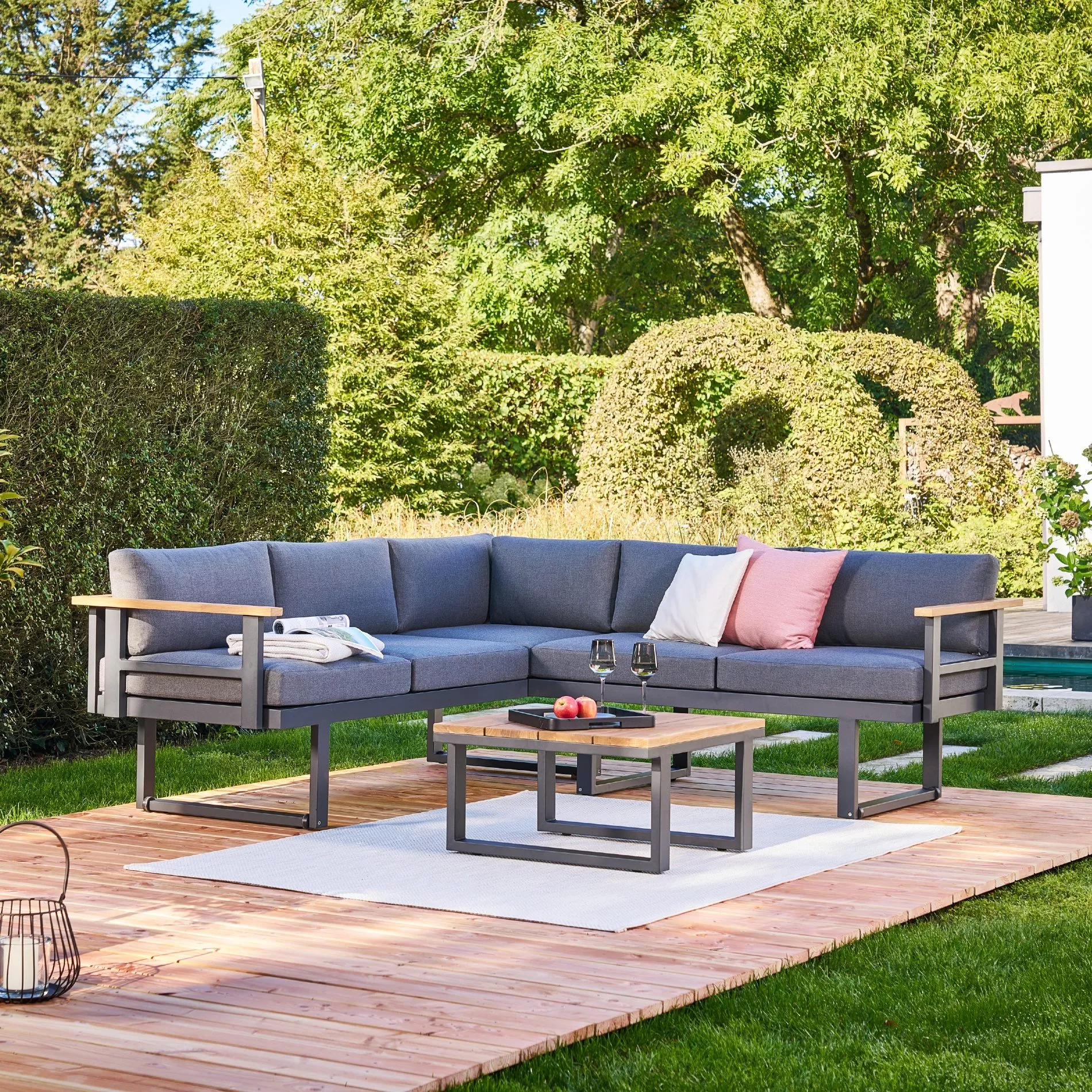CASA DOMA Aragona DINING Lounge-Seitenteil 2-Sitzer, Alu/Teak – Bild 9