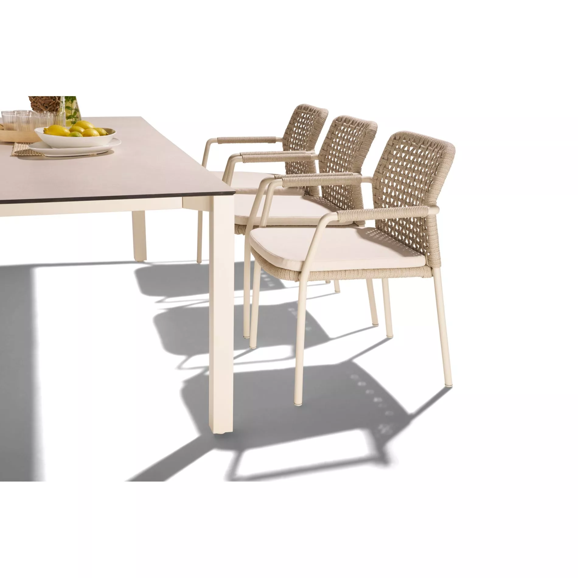 CASA DOMA Campana/Fasano Gartenmöbel-Set mit Tisch HPL 210×100 cm und Rope-Stapelstuhl, 7-teilig – Bild 3