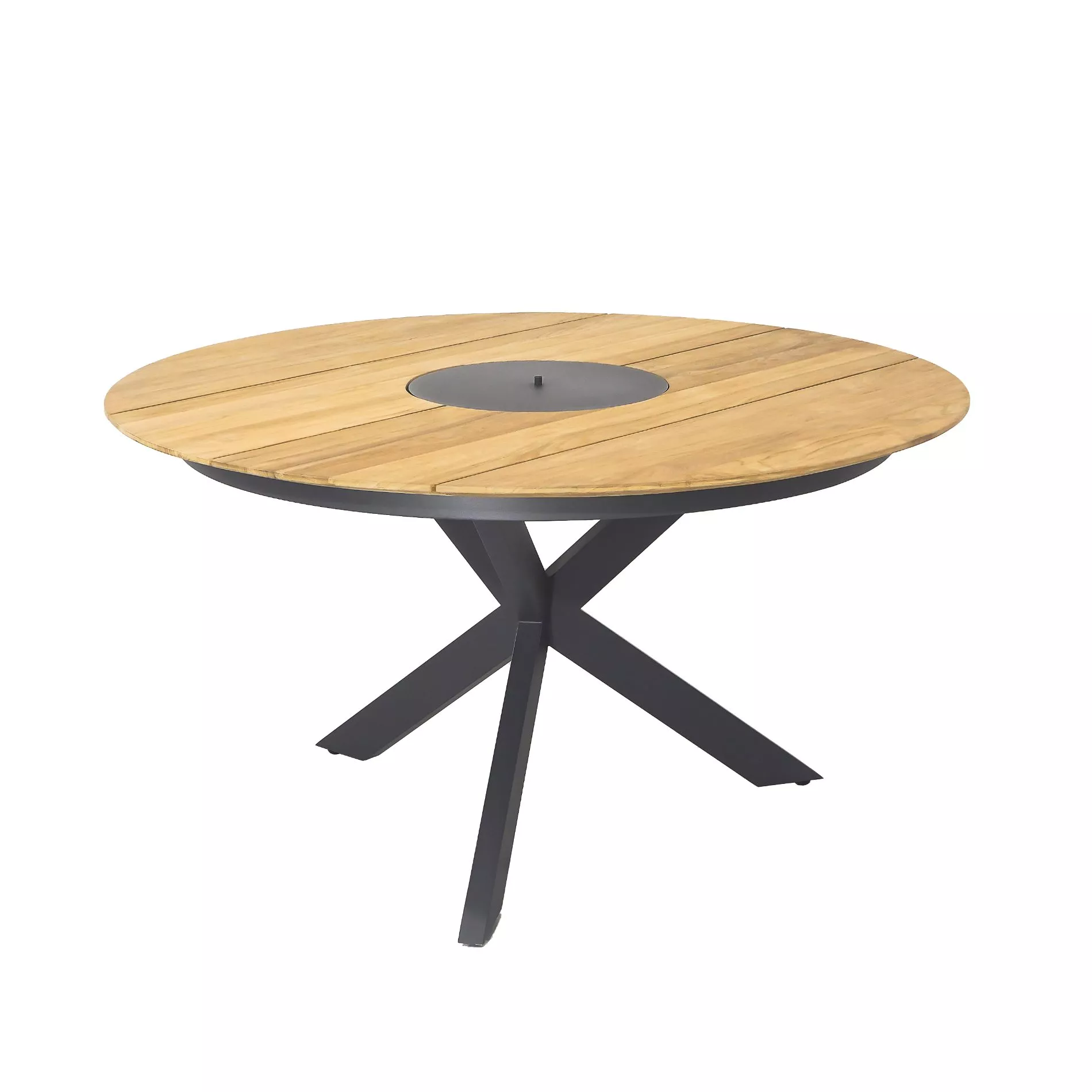 CASA DOMA Rosano Gartentisch, Edelstahl anthrazit/Teak Ø 138 cm