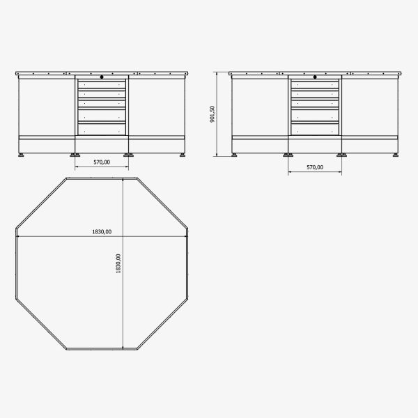 NEOX ProLine 8-Eck-Gruppenwerkbank 1.830×1.830mm – Bild 4
