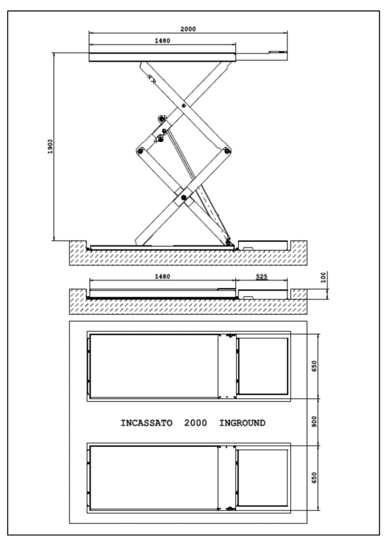 EFFEMME elektrohydraulische Unterflur-Doppelscherenbühne Evolution UP35/l mit integrierter Verlängerung – Bild 5